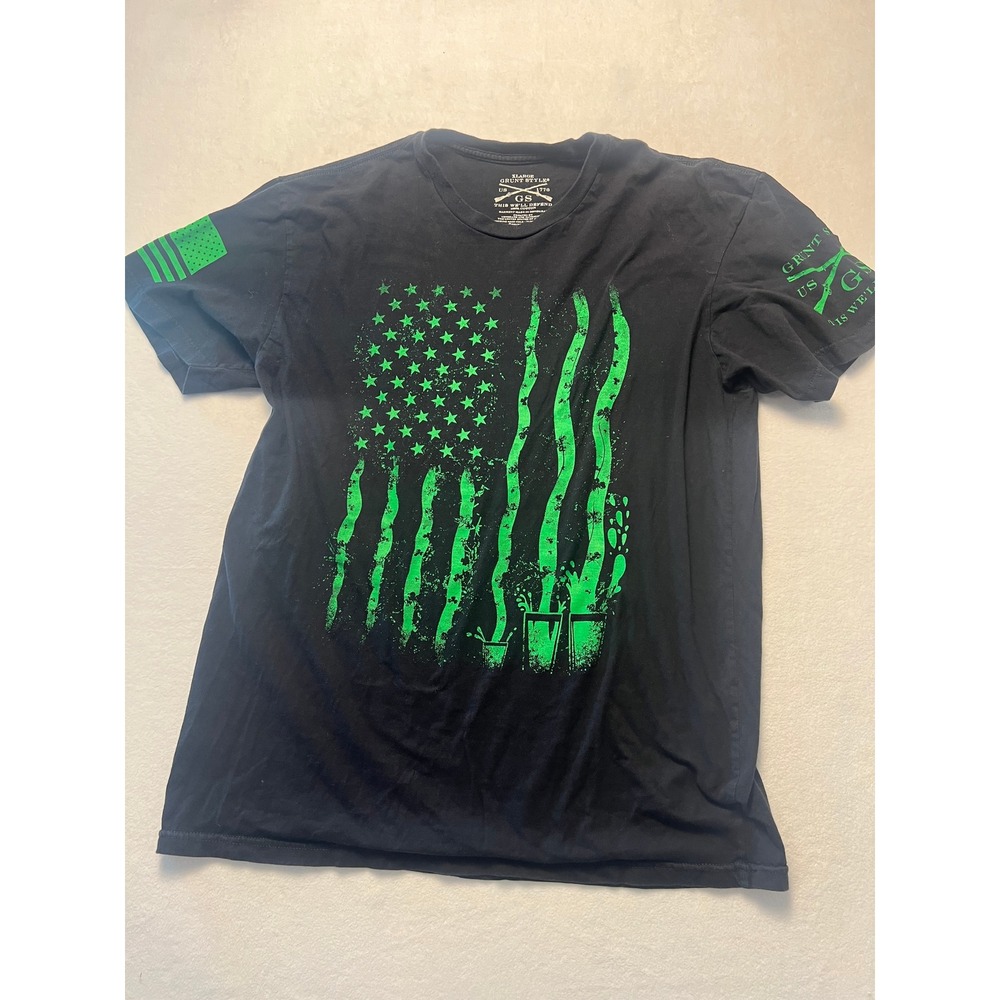 Grunt Style Mens XL T-Shirt St Patricks Day Beer Flag Black Green Patriotic